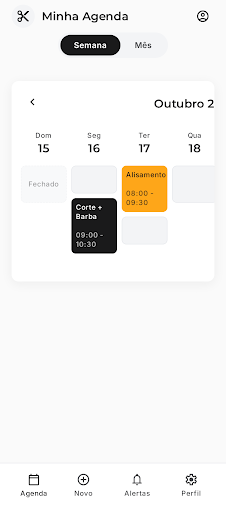 Visões semanal e mensal da Agenda