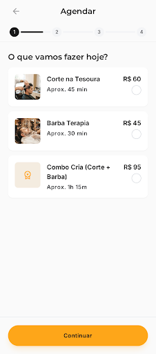 Fluxo para escolher um Serviço e agendar