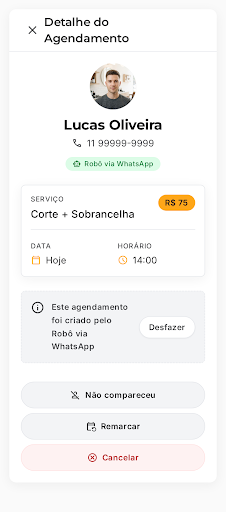 Detalhe de um agendamento